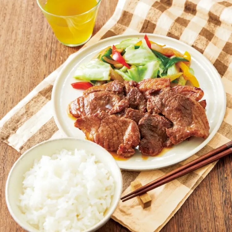 じっくりたれ漬け豚生姜焼き