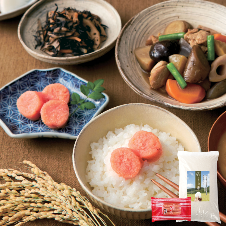 【11/15～出荷】やまやのお米・うちのめんたい切子セット