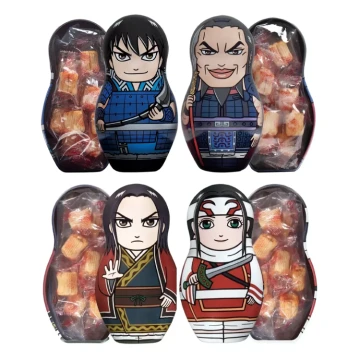 ＼50％OFF！／キングダムコラボデザイン缶 めんたいチーズおかき 4個セット