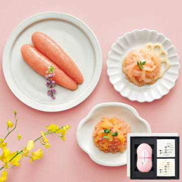 できたてめんたい繭箱･和え物セット（梅水引付き）