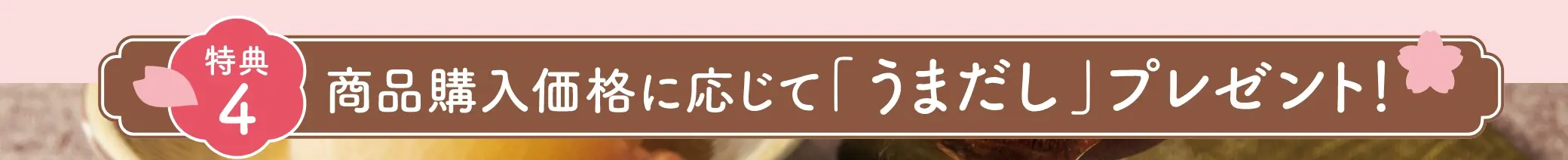 【特典4】商品購入価格に応じて「うまだし」プレゼント！