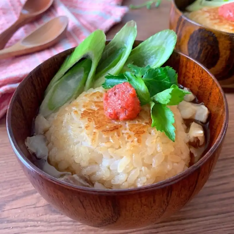 梅昆布めんたいの焼きおにぎりでお吸い物