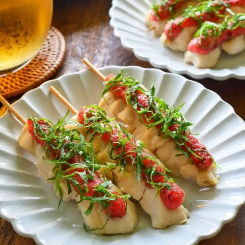 鶏ささ身の焼鳥（梅昆布明太味）