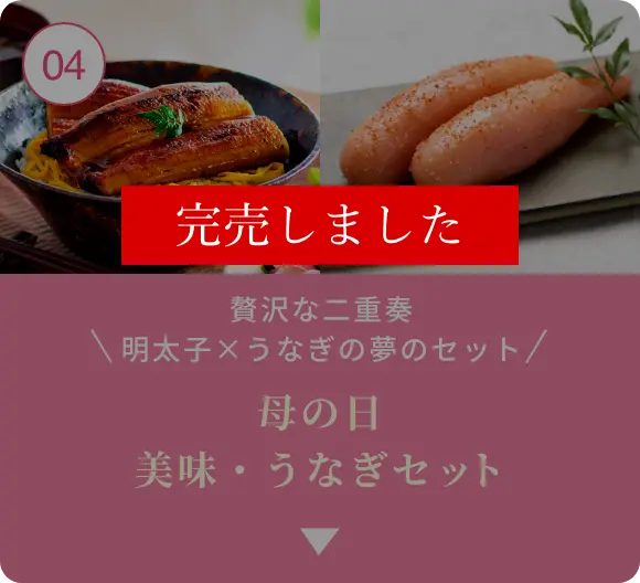 【完売しました】④贅沢な二重奏 明太子とうなぎの夢のセット！母の日 美味・うなぎセット