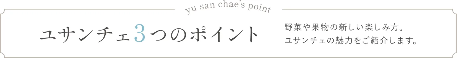 ユサンチェ３つのポイント