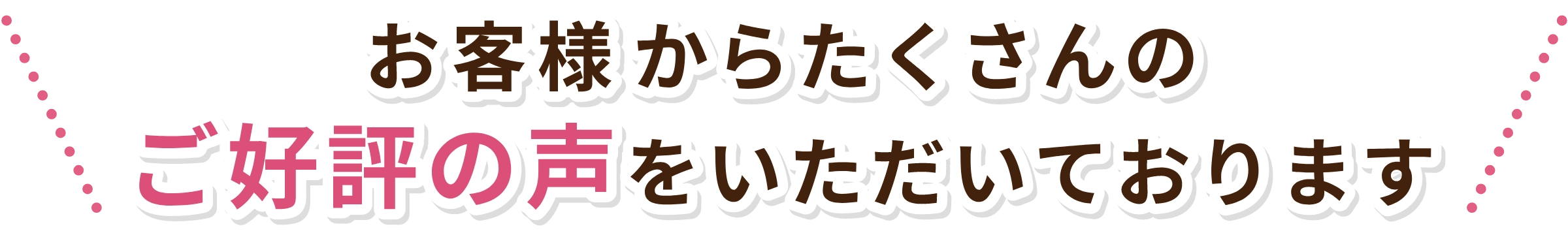 お客様からたくさんのご好評の声をいただいております