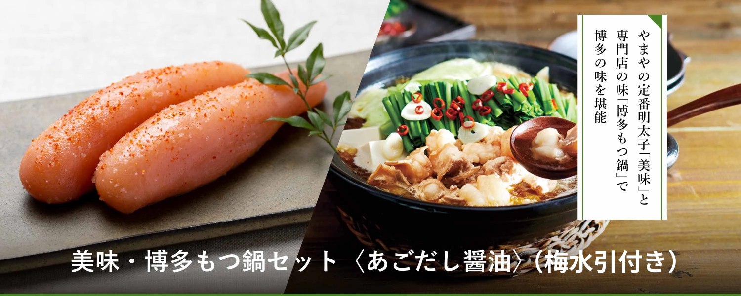 美味・博多もつ鍋セット〈あごだし醤油〉（梅水引付き）