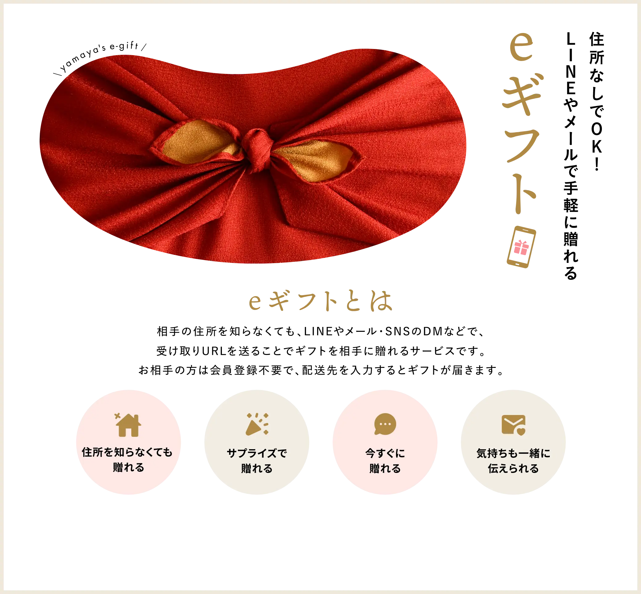 住所なしでOK！LINEやメールで手軽に贈れる！eギフト